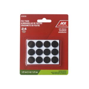 Ace 24-Piece Self-Adhesive Round Felt Pads Black 1.27cm